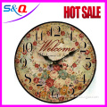 2016 antique wooden wall clock china factory design round wall wood clock